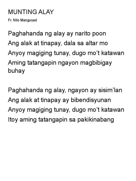 ay borongan lyrics|MUNTING ALAY .